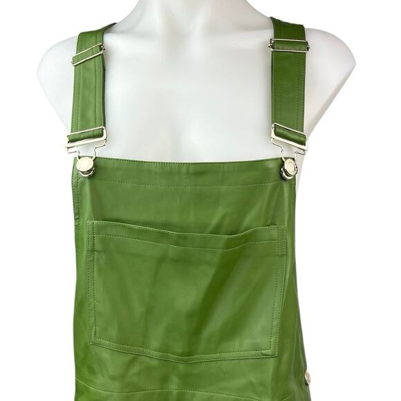 NEW WeWoreWhat Green Basic Faux Vegan Leather Short Overall Romper Jumpsuit M - Picture 6 of 11